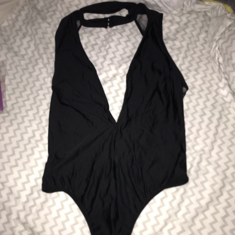 Black Deep V body suit